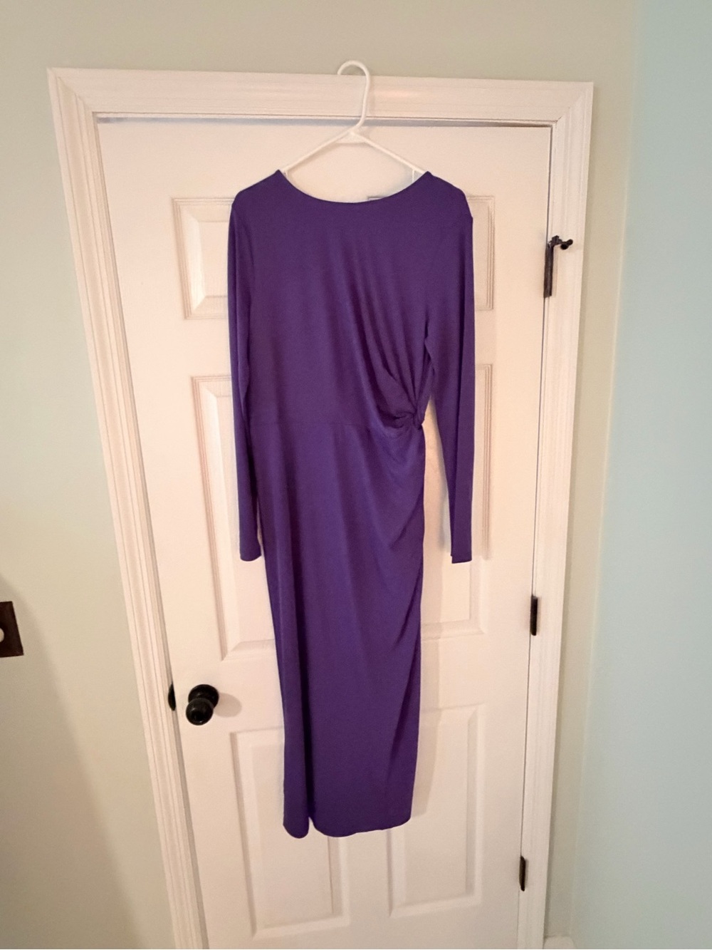 Ann Taylor Purple Long Sleeve Twist-Detail Maxi Dress